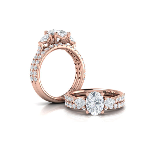 Matching Bands Wedding Band in 14K Rose Gold by Vlora Bridal