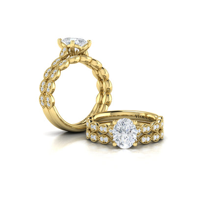 Matching Bands Wedding Band in 14K Yellow Gold by Vlora Bridal