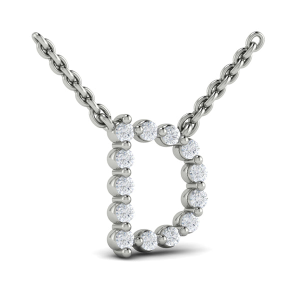 Diamond Alphabet Pendant Necklace, D