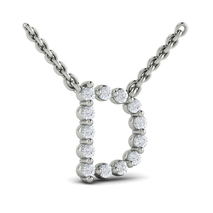 Diamond Alphabet Pendant Necklace, D