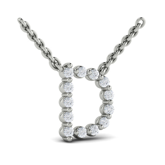 Diamond Alphabet Pendant Necklace, D