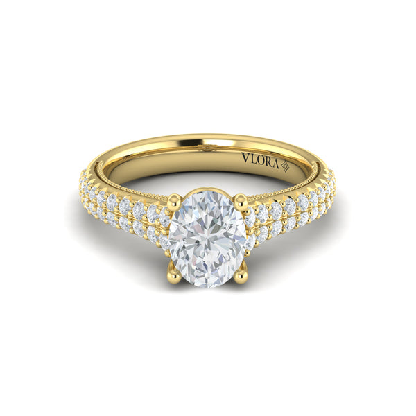 Oval Pave Cathedral Engagement Ring