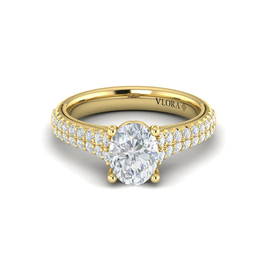 Oval Pave Cathedral Engagement Ring