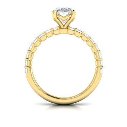 Eterna Oval Engagement Ring with Emerald Cut Band