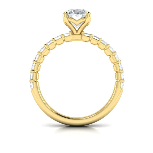 Eterna Oval Engagement Ring with Emerald Cut Band