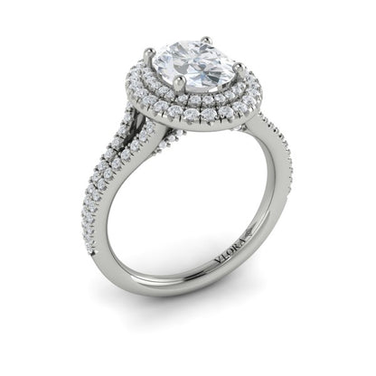 Delicate Double Halo Engagement Ring with Split Shank