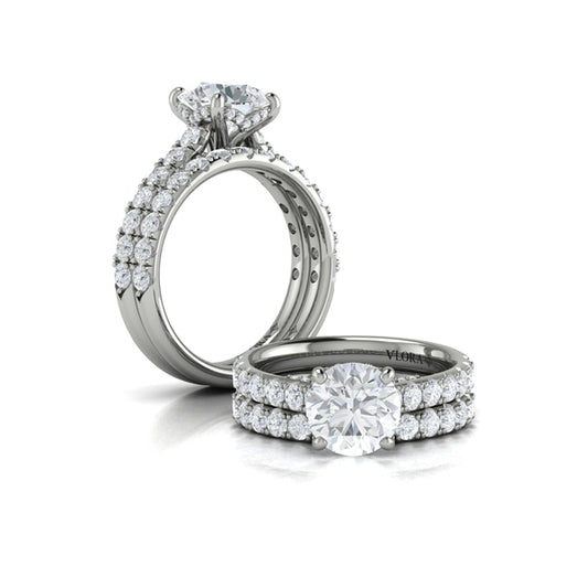 Round Classic Engagement Ring in Platinum by Vlora Bridal