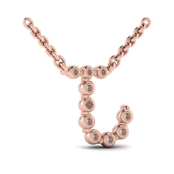 Diamond Alphabet Pendant Necklace, J