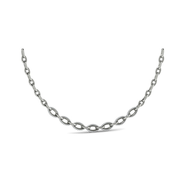 Open Navette Silhouette wtih Diamonds Necklace