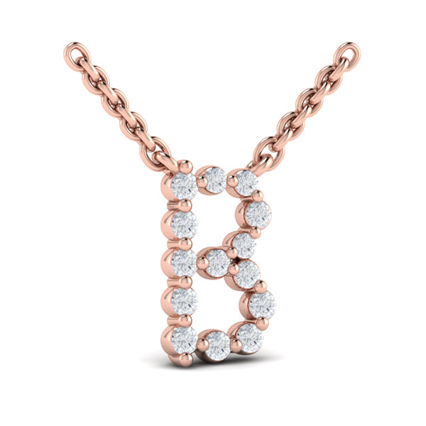 Diamond Alphabet Pendant Necklace, B