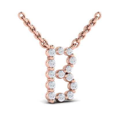 Diamond Alphabet Pendant Necklace, B