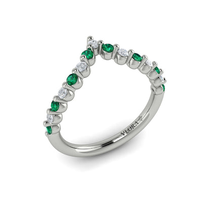 Diamond and Emerald Chevron Ring