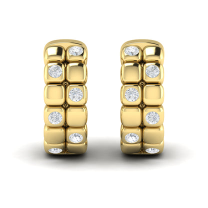 Tiled Diamond Huggie Earrings