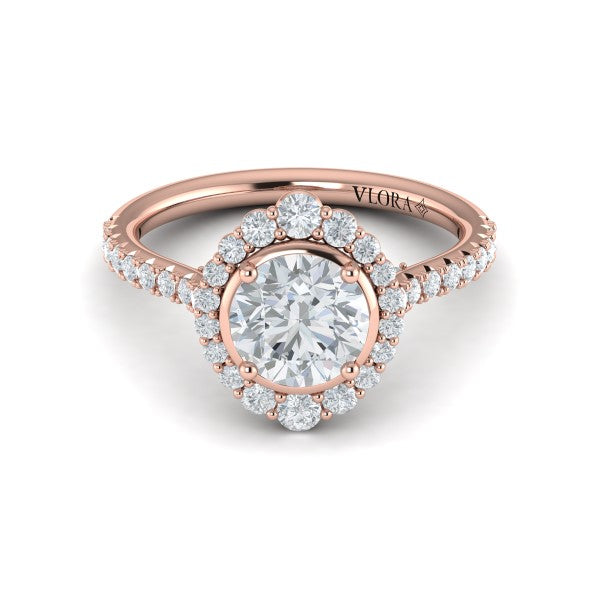 Cathedral Arch Halo Round Engagement Ring