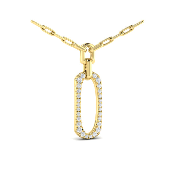 Diamond North South Open Oval Link Necklace