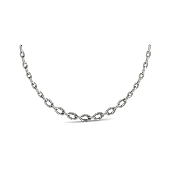 Open Navette Silhouette wtih Diamonds Necklace