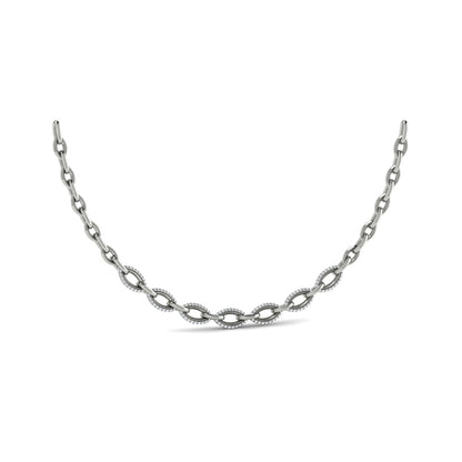 Open Navette Silhouette wtih Diamonds Necklace