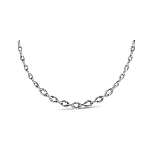 Open Navette Silhouette wtih Diamonds Necklace