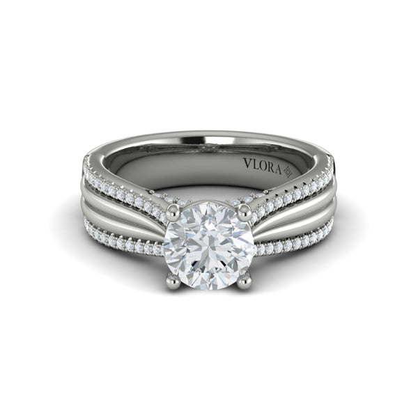 Round Classic Engagement Ring in Platinum by Vlora Bridal