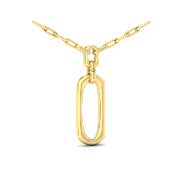 Diamond North South Open Oval Link Necklace