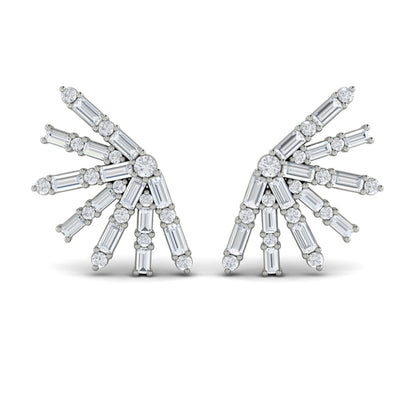 Baguette Radiant Diamond Stud Earrings