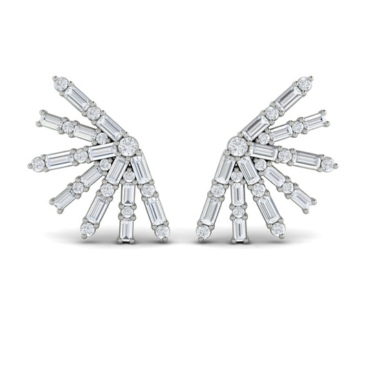 Baguette Radiant Diamond Stud Earrings