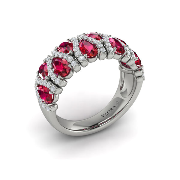 Multi Diamond and Ruby Statement Ring