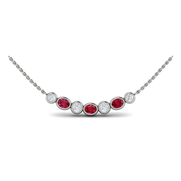 Diamond and Ruby Rounded Bezel Pendant