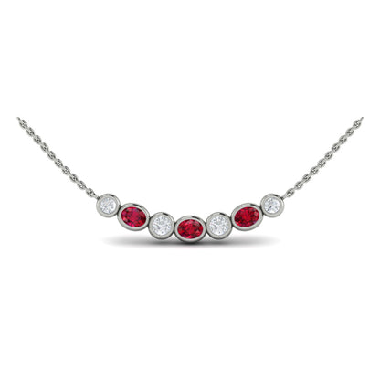 Diamond and Ruby Rounded Bezel Pendant