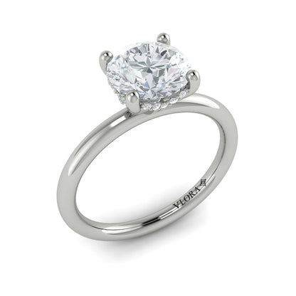 Round Solitaire Engagement Ring in Platinum by Vlora Bridal