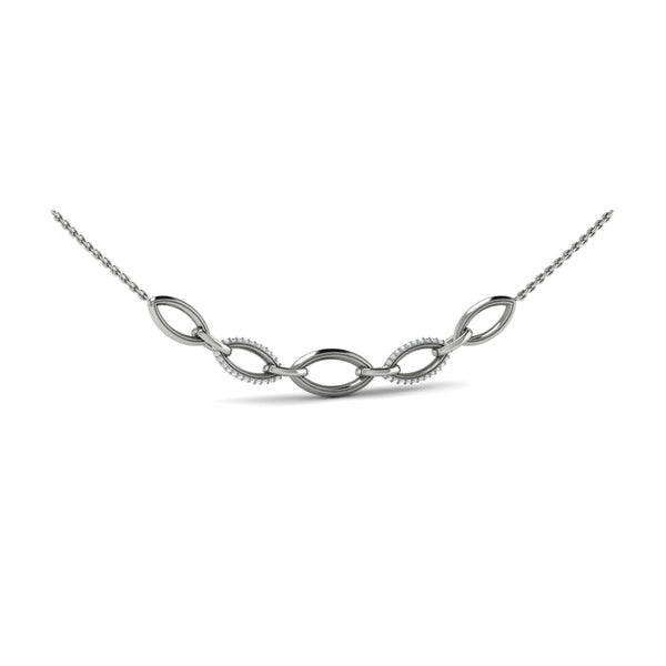 Open Navette Silhouette Alternating Diamonds Necklace