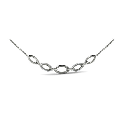 Open Navette Silhouette Alternating Diamonds Necklace