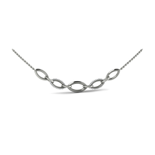 Open Navette Silhouette Alternating Diamonds Necklace