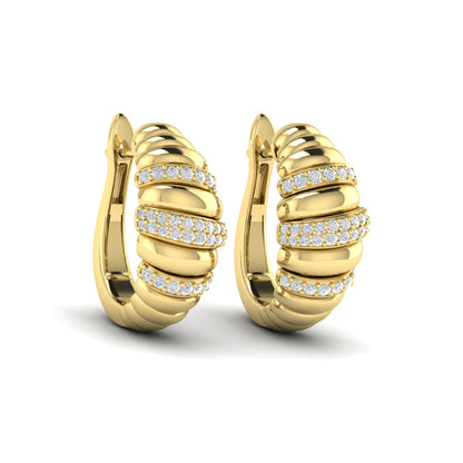 Diamond Pavé Spiral Huggie Earrings