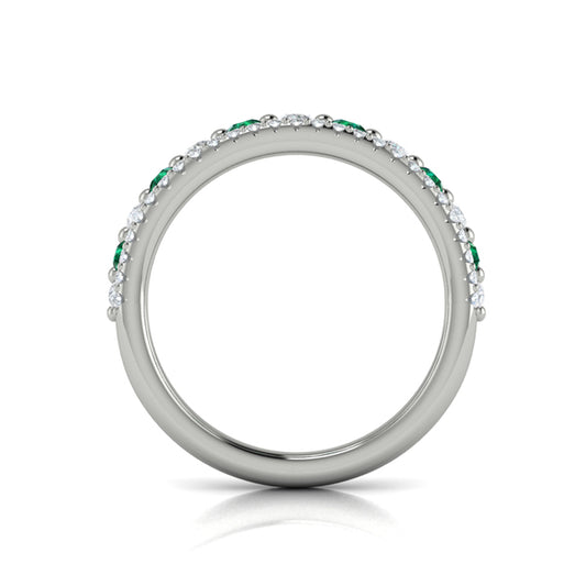 Diamond and Emerald Two Row Ring