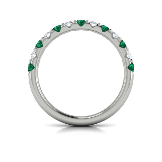 Emerald and Diamond Stackable Band
