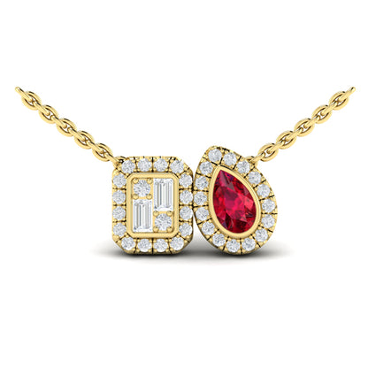 Diamond and Ruby Toi et Moi Pendant