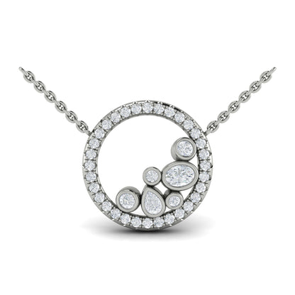 Pavé Halo and Bezel Set Diamond Pendant Necklace