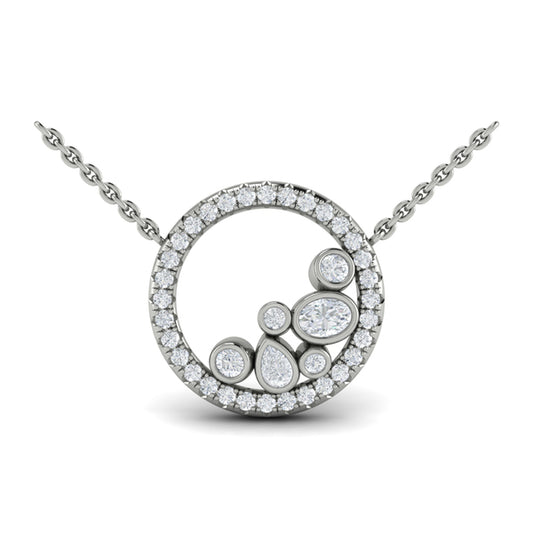 Pavé Halo and Bezel Set Diamond Pendant Necklace