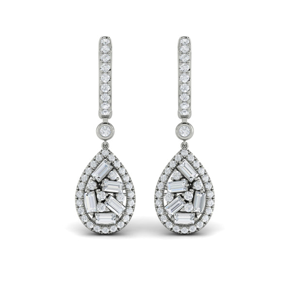 Multi Diamond Tear Drop Baguette Earrings