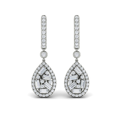 Multi Diamond Tear Drop Baguette Earrings