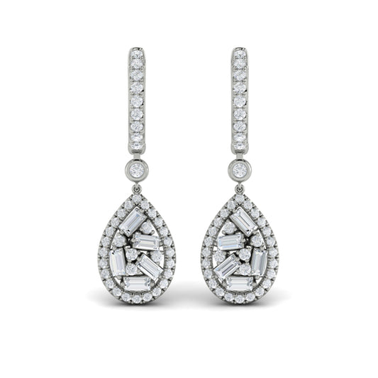 Multi Diamond Tear Drop Baguette Earrings