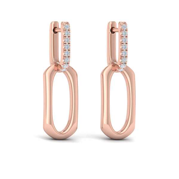 Diamond Accent North South Open Oval Pendant Link Earrings