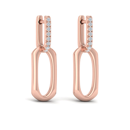 Diamond Accent North South Open Oval Pendant Link Earrings