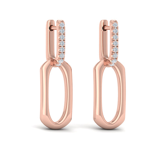 Diamond Accent North South Open Oval Pendant Link Earrings