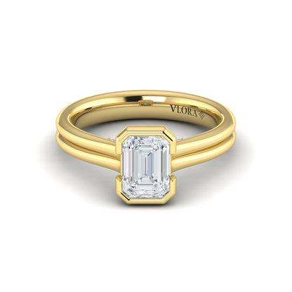 Veiled Emerald Cut Diamond Engagement Ring
