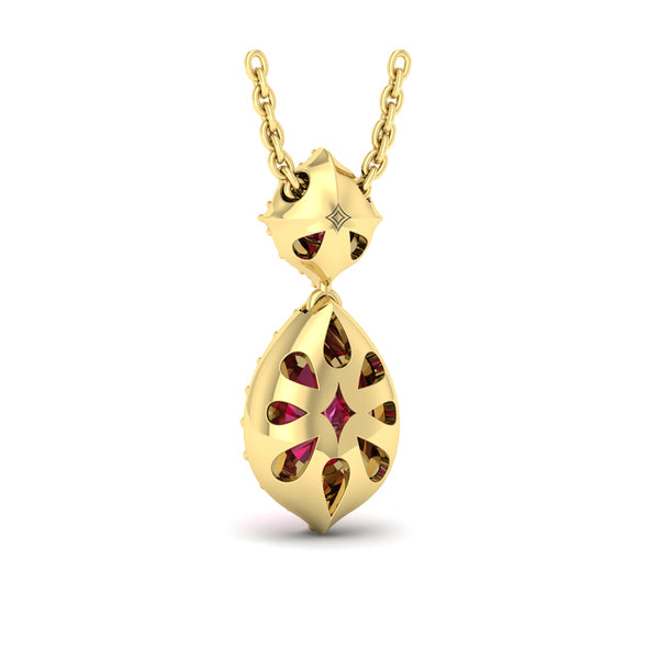 Tear Drop Ruby and Diamond Pendant