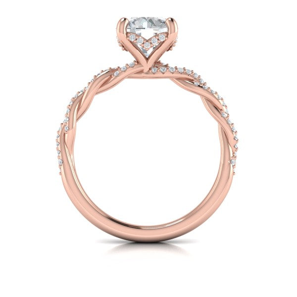 Round Classic Engagement Ring in 14K Rose Gold by Vlora Bridal