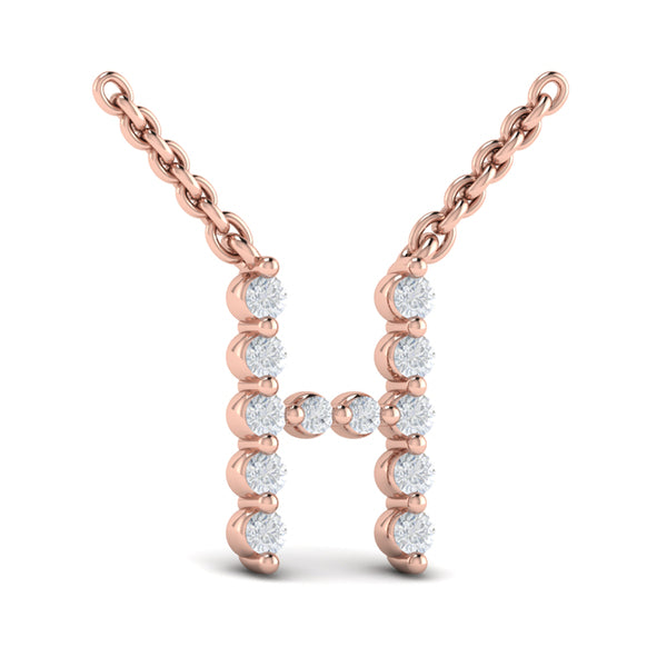 Diamond Alphabet Pendant Necklace, H