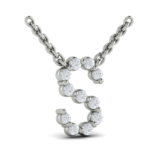 Diamond Alphabet Pendant Necklace, S